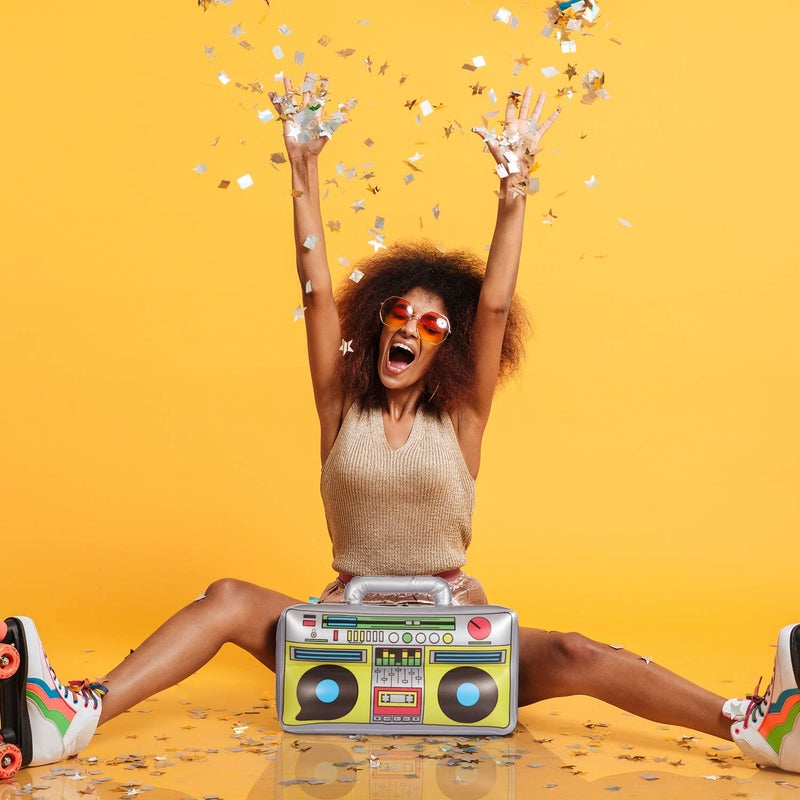 meekoo 3 Pcs Inflatable Boombox Inflatable Radio Boombox 80s 90s Party Decorations 16.5 Inches for Rappers Hip Hop Theme Costume Disco Retro Theme Party Decorations Supplies - Image 5